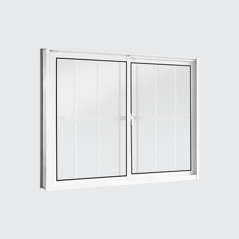 Janela de Correr 2 Folhas com Grade Alumínio Branco 100x120cm