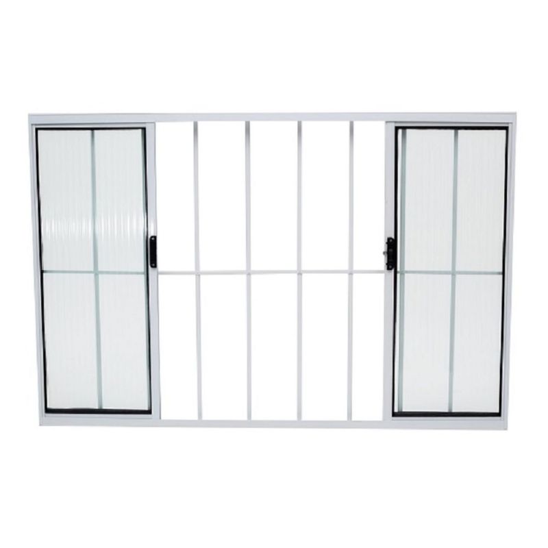 Janela de Correr 4 Folhas com Grade Alumínio Branco 100x150cm
