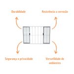 Janela de Correr 4 Folhas com Grade Alumínio Branco 100x150cm