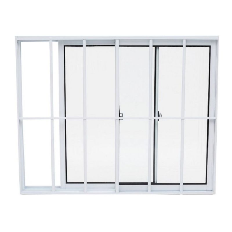 Janela de Correr 2 Folhas com Grade Alumínio Branco 100x100cm