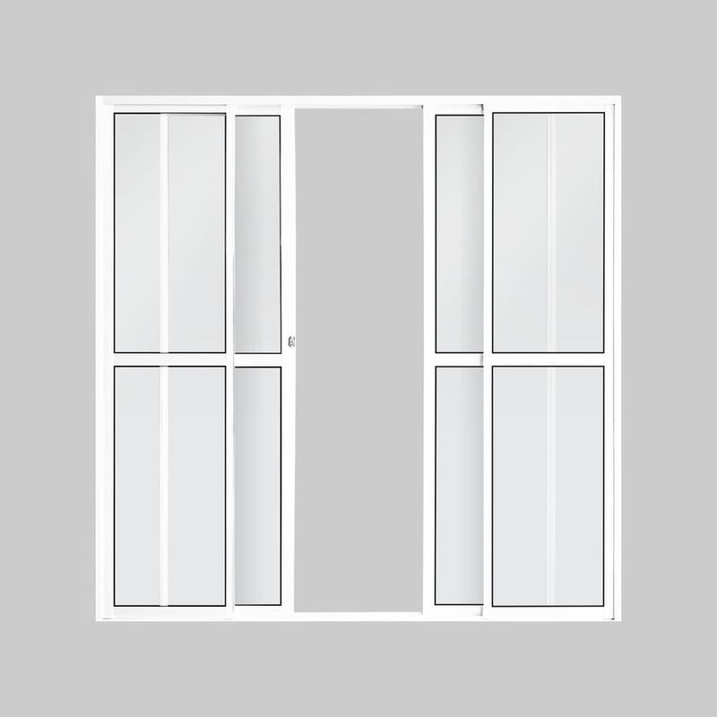 Porta Balcão 4 Folhas Vidro Liso Alumínio Branco 210x200cm