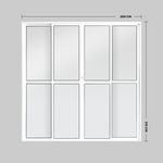 Porta Balcão 4 Folhas Vidro Liso Alumínio Branco 210x200cm