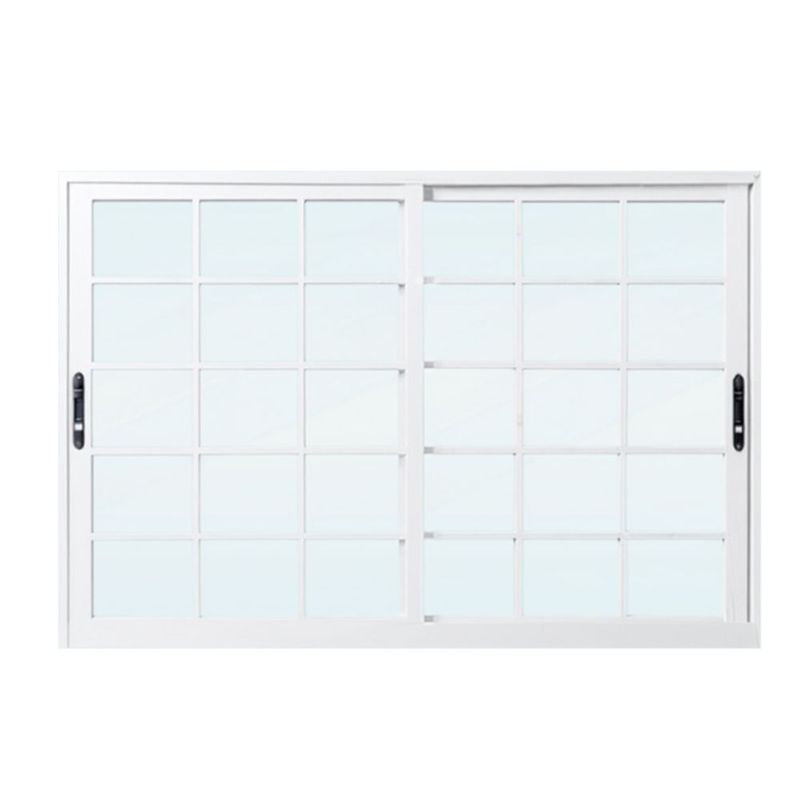 Janela de Correr 2 Folhas com Grade Alumínio Branco 100x150cm