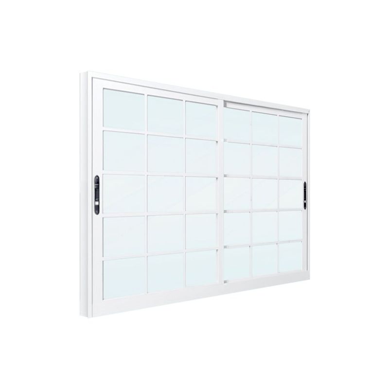 Janela de Correr 2 Folhas com Grade Alumínio Branco 100x150cm