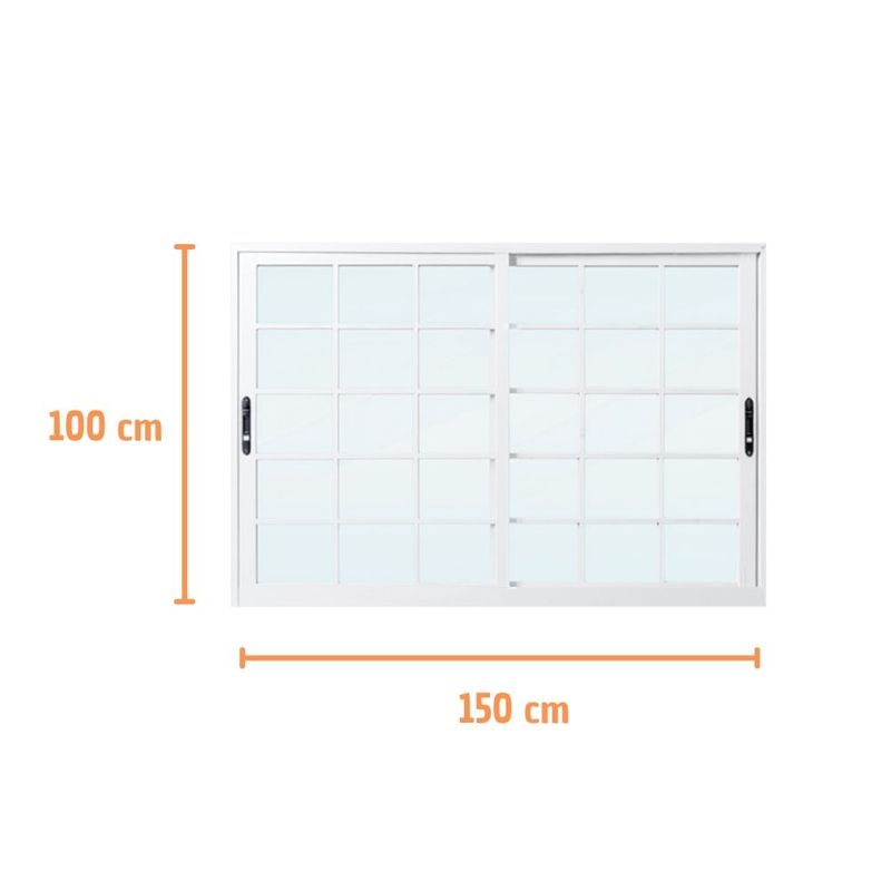 Janela de Correr 2 Folhas com Grade Alumínio Branco 100x150cm