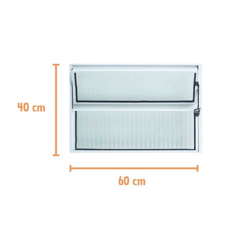 Janela Basculante Vidro Canelado Alumínio Branco 40x60cm