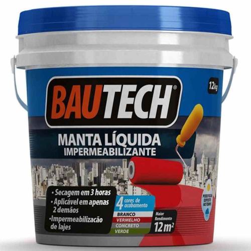 Manta Líquida Acrílica Impermeabilizante Cinza Concreto 12Kg Bautech