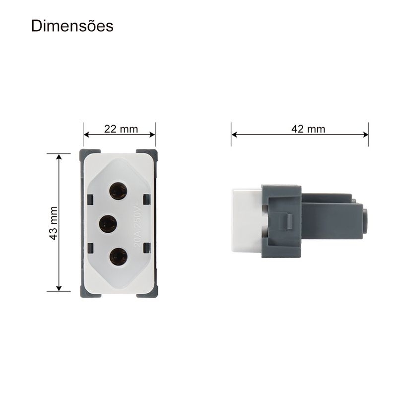 Módulo Tomada 2P+T 20A/250V Branco Linha B3