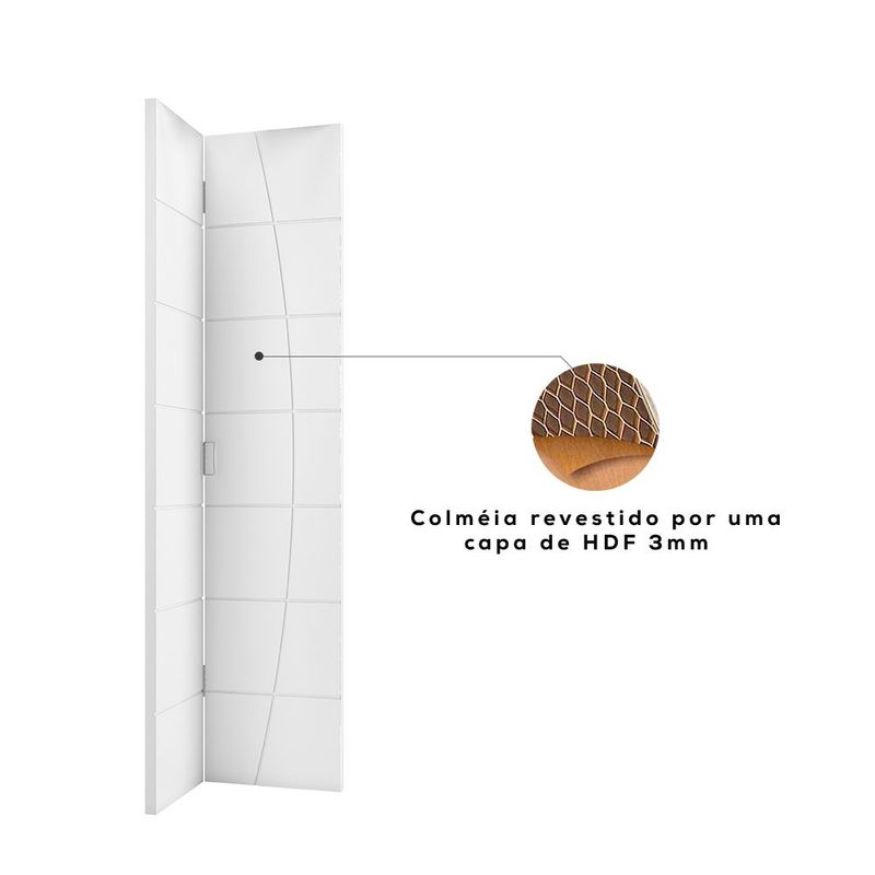 Folha Porta Camarão Colméia Bella Primer Branco c/ Ferragens 210x70cm