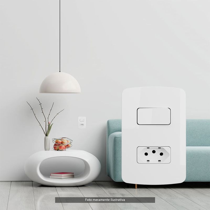 Conjunto Interruptor Simples + Tomada 2P+T 10A 4x2 Branco B3