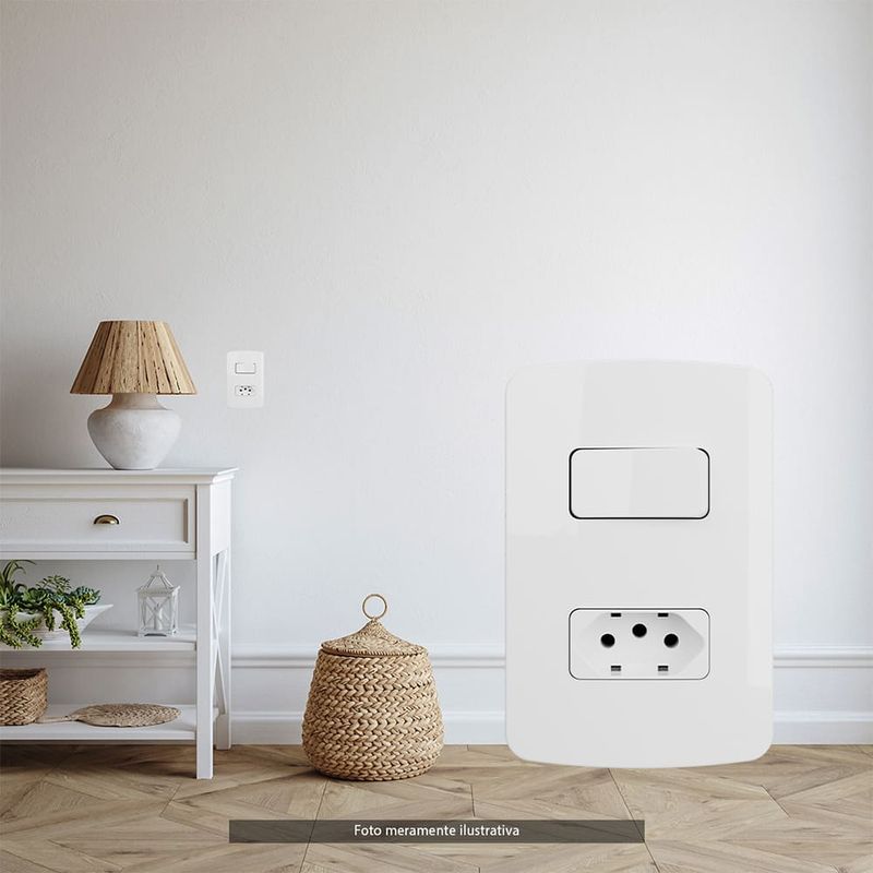 Conjunto Interruptor Simples + Tomada 2P+T 10A 4x2 Branco B3
