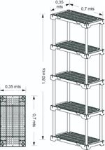 Estante Plástica Poly Eco5 - 5 Prateleiras Preto 70x35x167cm