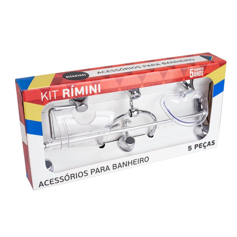 Kit Acessórios para Fixar ABS Rimini com 5 peças Cromado/Cristal