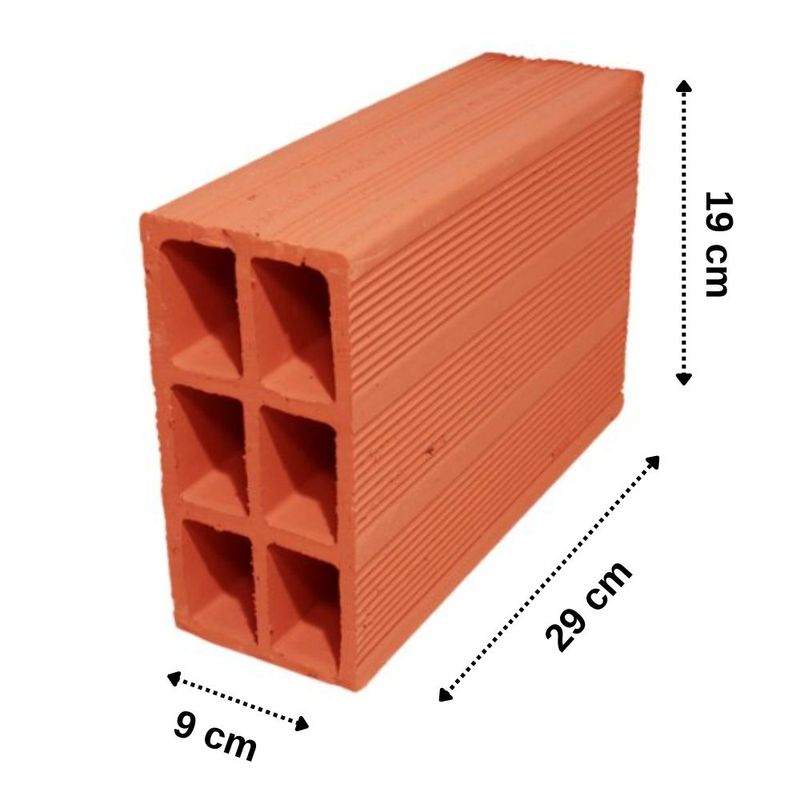 Bloco Cerâmico de Vedação 9x19x29cm Nova União