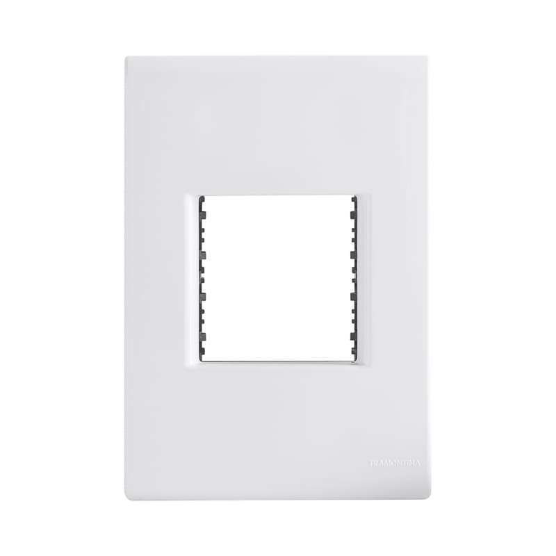 Placa 2 Postos Adjacentes 4x2 com Suporte Branca Liz