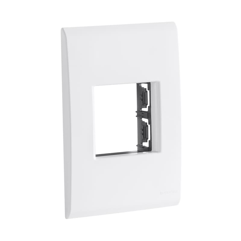 Placa 2 Postos Adjacentes 4x2 com Suporte Branca Liz