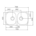 Cuba de Embutir Retangular 76,8x44,6x15cm Aço Inox Tramontina Dupla