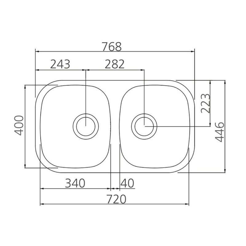 Cuba de Embutir Retangular 76,8x44,6x15cm Aço Inox Tramontina Dupla