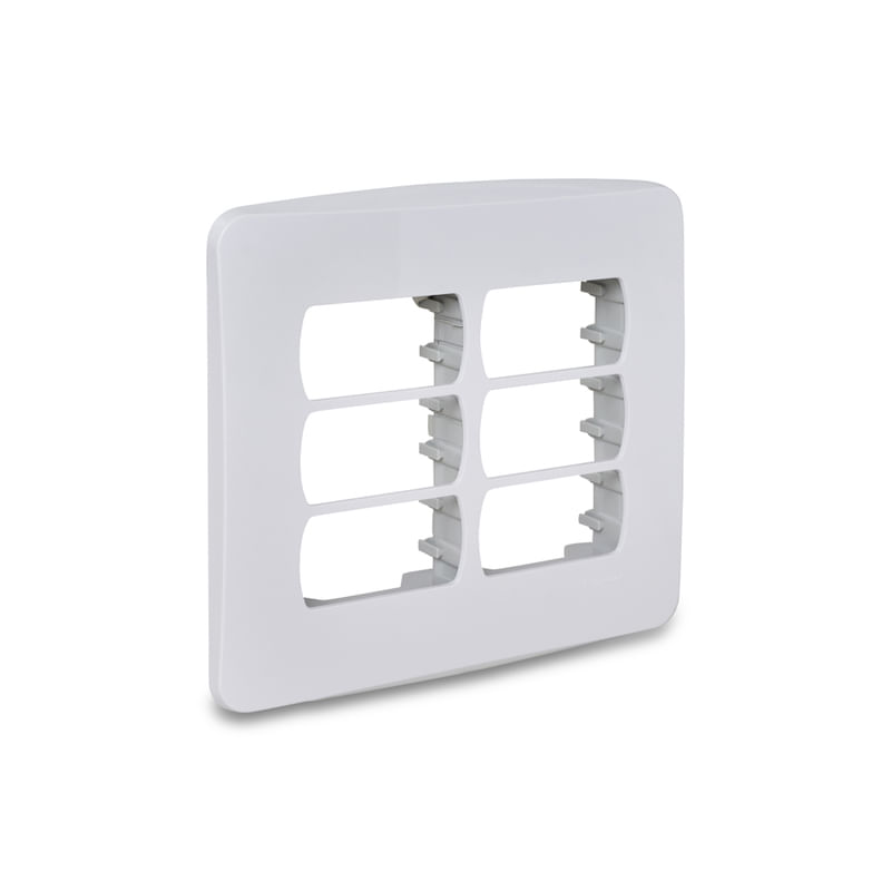 Placa 6 Postos 4x4 com Suporte Branca Miluz