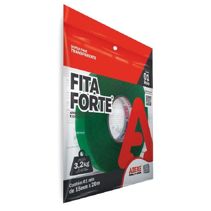 Fita Dupla Face Massa Acrílica Transparente XT100 15mm x 20m Adere