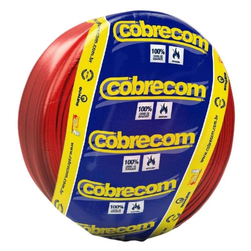 Cabo Flexível 1,5mm² 750V Vermelho Cobrecom 100 Metros