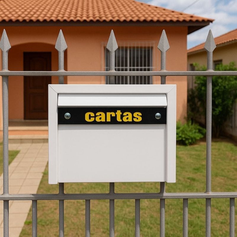 Caixa de Correio Chapa Gradil 9,5x22x22cm Alumínio Branco