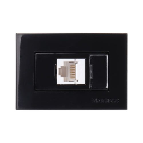 Conjunto Tomada RJ45 CAT5E para Móvel Preto