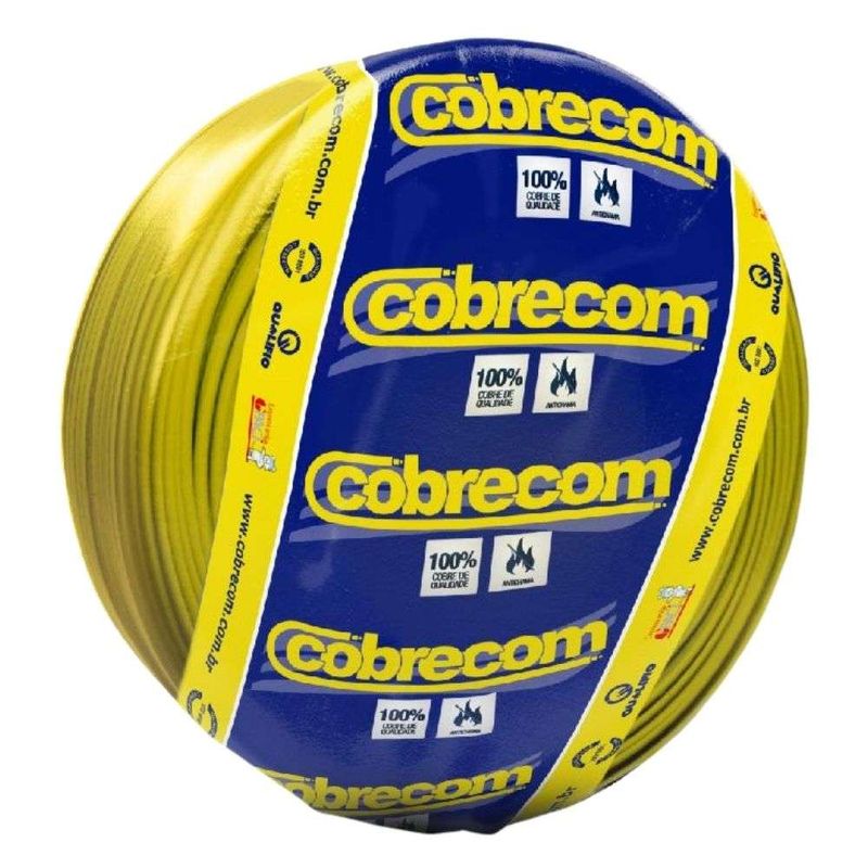 Cabo Flexível 2,5mm² 750V Amarelo Cobrecom 100 Metros
