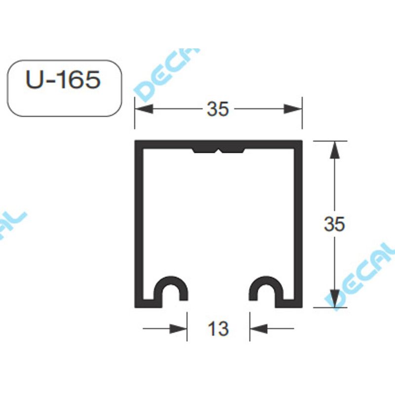Trilho Côncavo Superior Reforçado 2m Até 60Kg Alumínio Natural