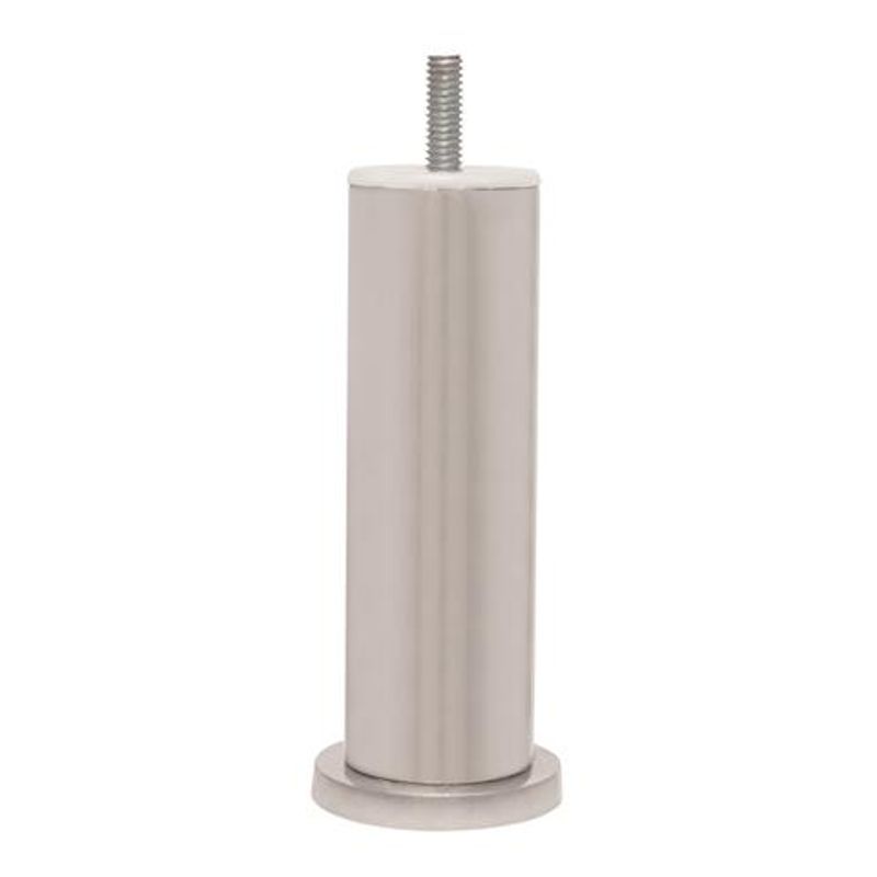 Pé Tubular para Móvel com Sapata e Bucha 125mm Alumínio Polido