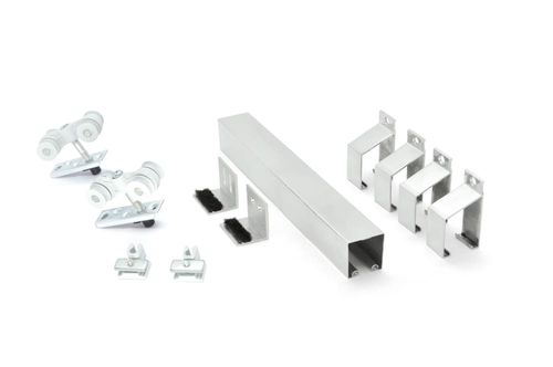 Kit para Porta de Correr Côncavo 4 Rodizios 2m 60kg Alumínio Rodinato