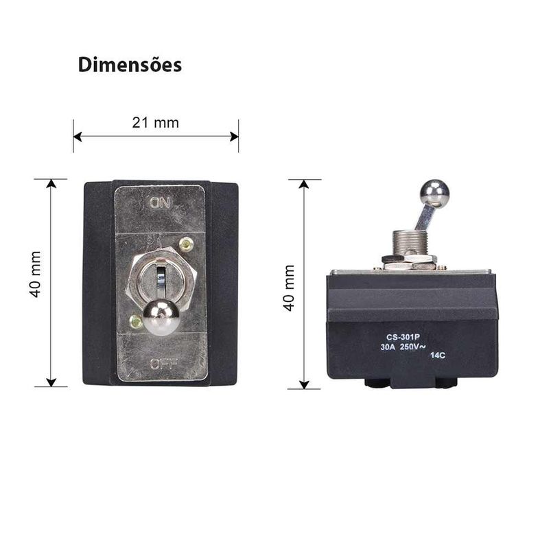 Interruptor Tripolar Alavanca de Metal 30A CS-301 Margirius