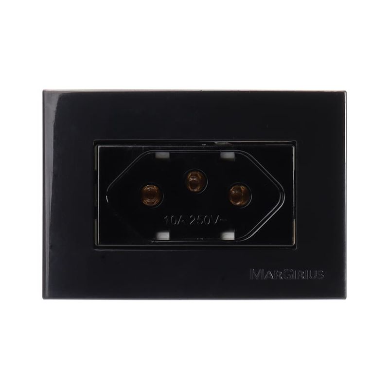 Conjunto Tomada 2P+T 10A/250V para Móvel Preto