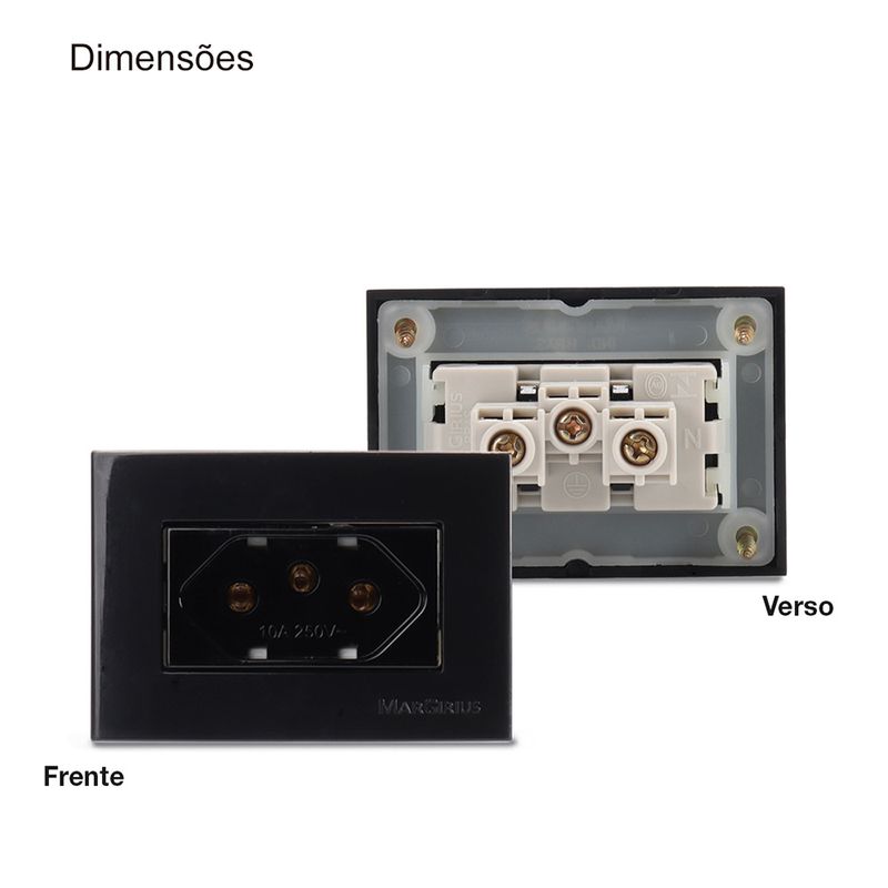 Conjunto Tomada 2P+T 10A/250V para Móvel Preto