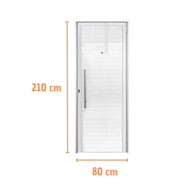 Porta Lambril Alumínio Branco com Puxador Direito 210x80cm