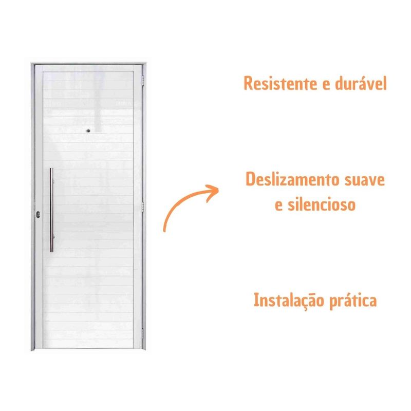 Porta Lambril Alumínio Branco com Puxador Direito 210x80cm