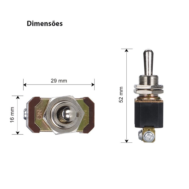 Interruptor Unipolar com 3 posições Alavanca de Metal 15A Margirius