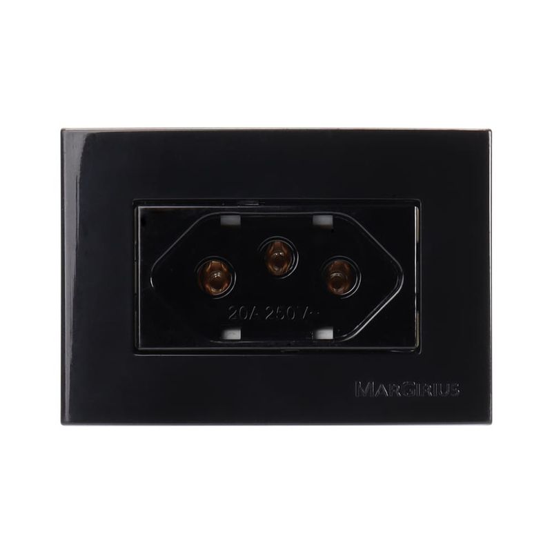 Conjunto Tomada 2P+T 20A/250V para Móvel Preto