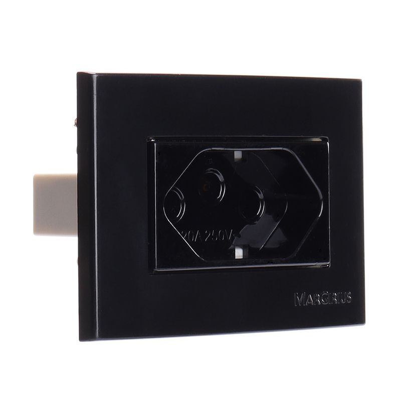 Conjunto Tomada 2P+T 20A/250V para Móvel Preto