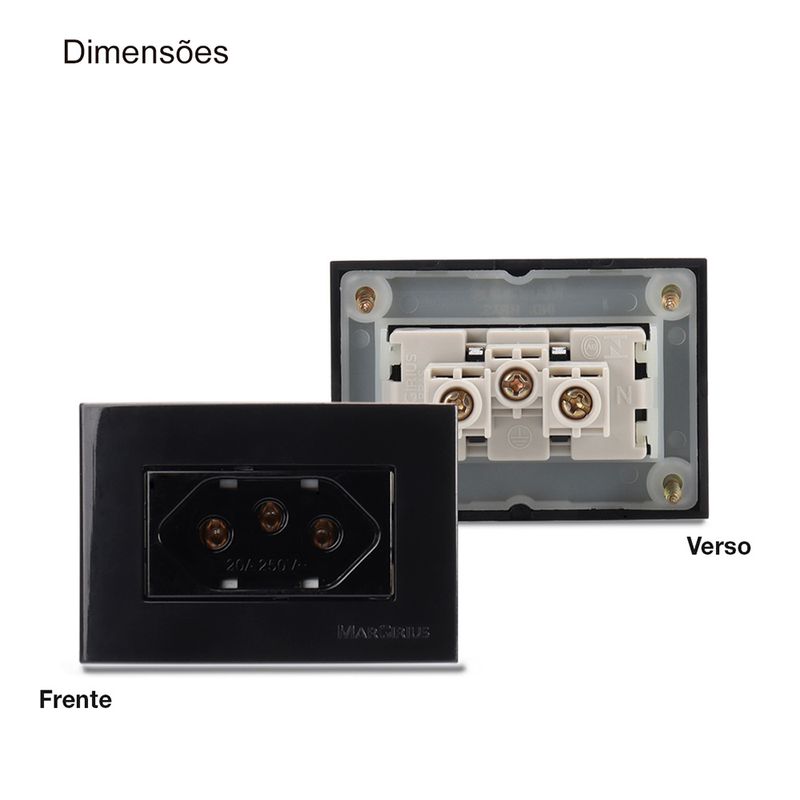 Conjunto Tomada 2P+T 20A/250V para Móvel Preto