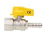 Válvula de Esfera Gás Borboleta Fêmea BSP 1/2x3/8" Espigão Emmeti