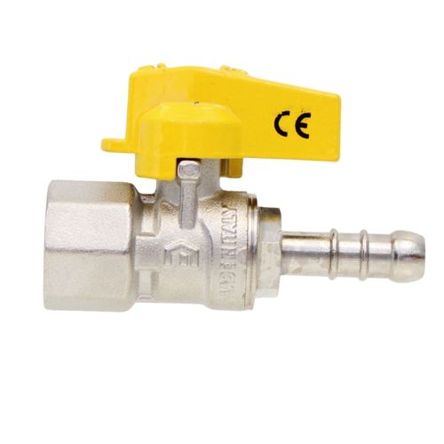 Válvula de Esfera Gás Borboleta Fêmea BSP 1/2x3/8" Espigão Emmeti