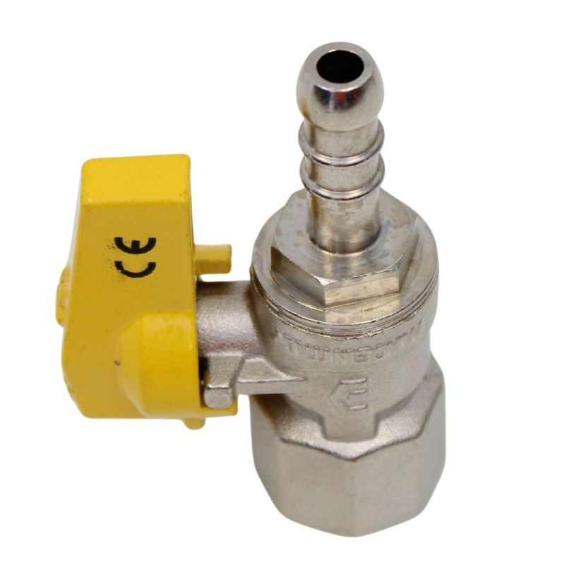 Válvula de Esfera Gás Borboleta Fêmea BSP 1/2x3/8" Espigão Emmeti