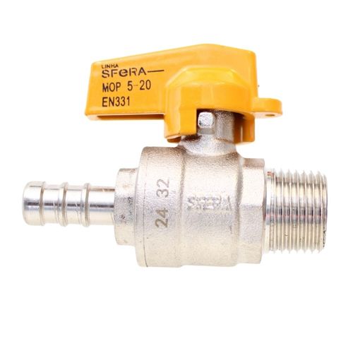 Válvula de Esfera Gás Macho BSP Borboleta 1/2x3/8" Espigão Emmeti