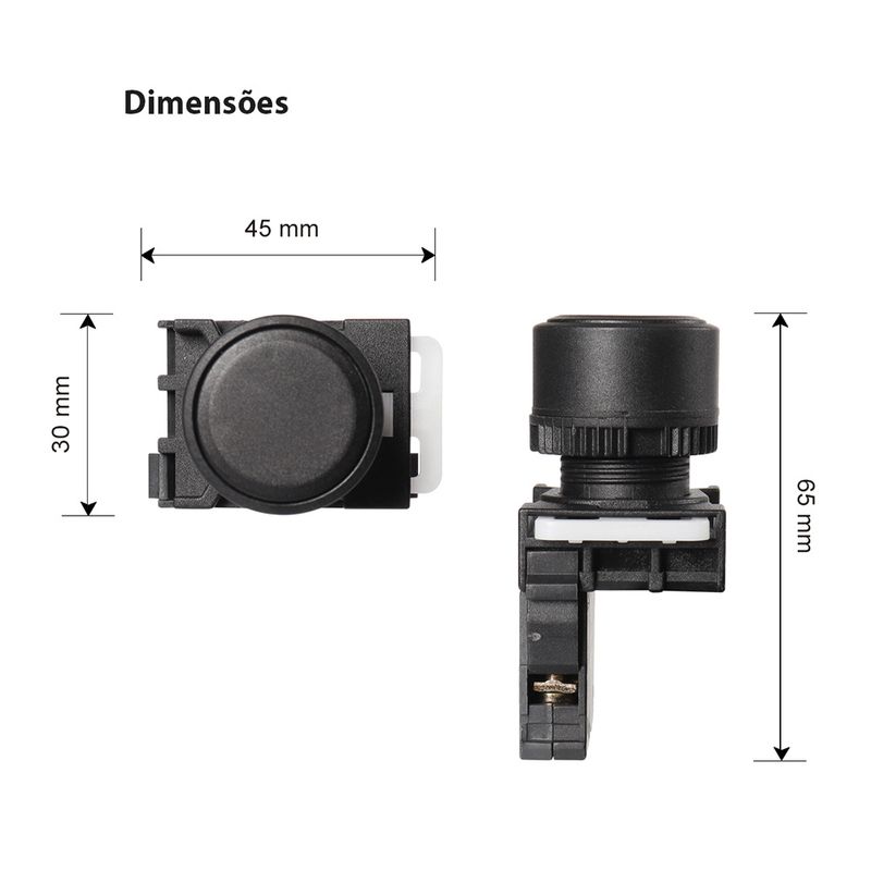 Botão Pulsador Simples 1NA IP65 Preto Margirius