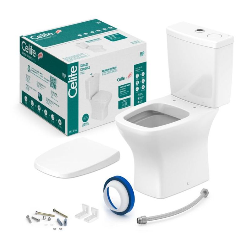 Kit Vaso Sanitário com Caixa Acoplada Vip 3/6L Branco Celite