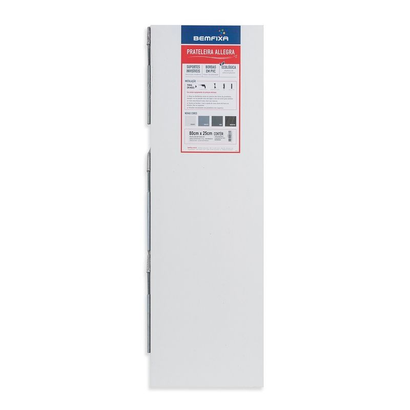 Prateleira MDP Branco com Suporte Invisível 80x25x1,5cm