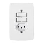 Conjunto 2 Interruptores Simples 6A+Tomada 2P+T 10A 4x2 Branco Finesse