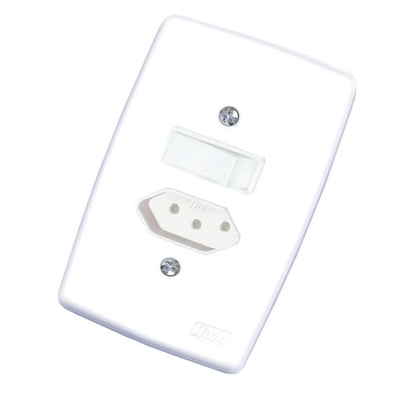 Conjunto Interruptor Simples 6A/250V+Tomada 10A 4x2 Branco Finesse