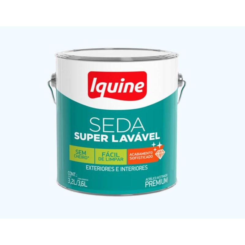 Tinta Premium Acrílica Acetinado Seda Branco Neve 3,6L Iquine